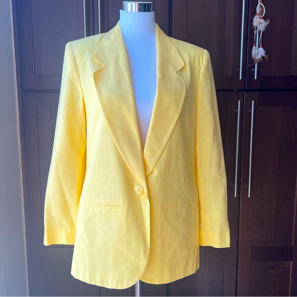 NWOT! Pendleton Lenin Blend Canary Yellow Textured Blazer US10 - Picture 3 of 14